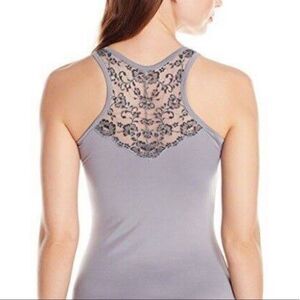 Vassarette Women's Lacy Back Racerback Tank Tiffany Silver XLarge